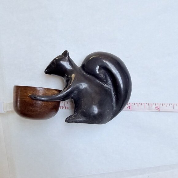 Pottery Barn Salt Server Squirrel Wood Set Of 2 Patina Decor Animal Gift - Picture 7 of 9